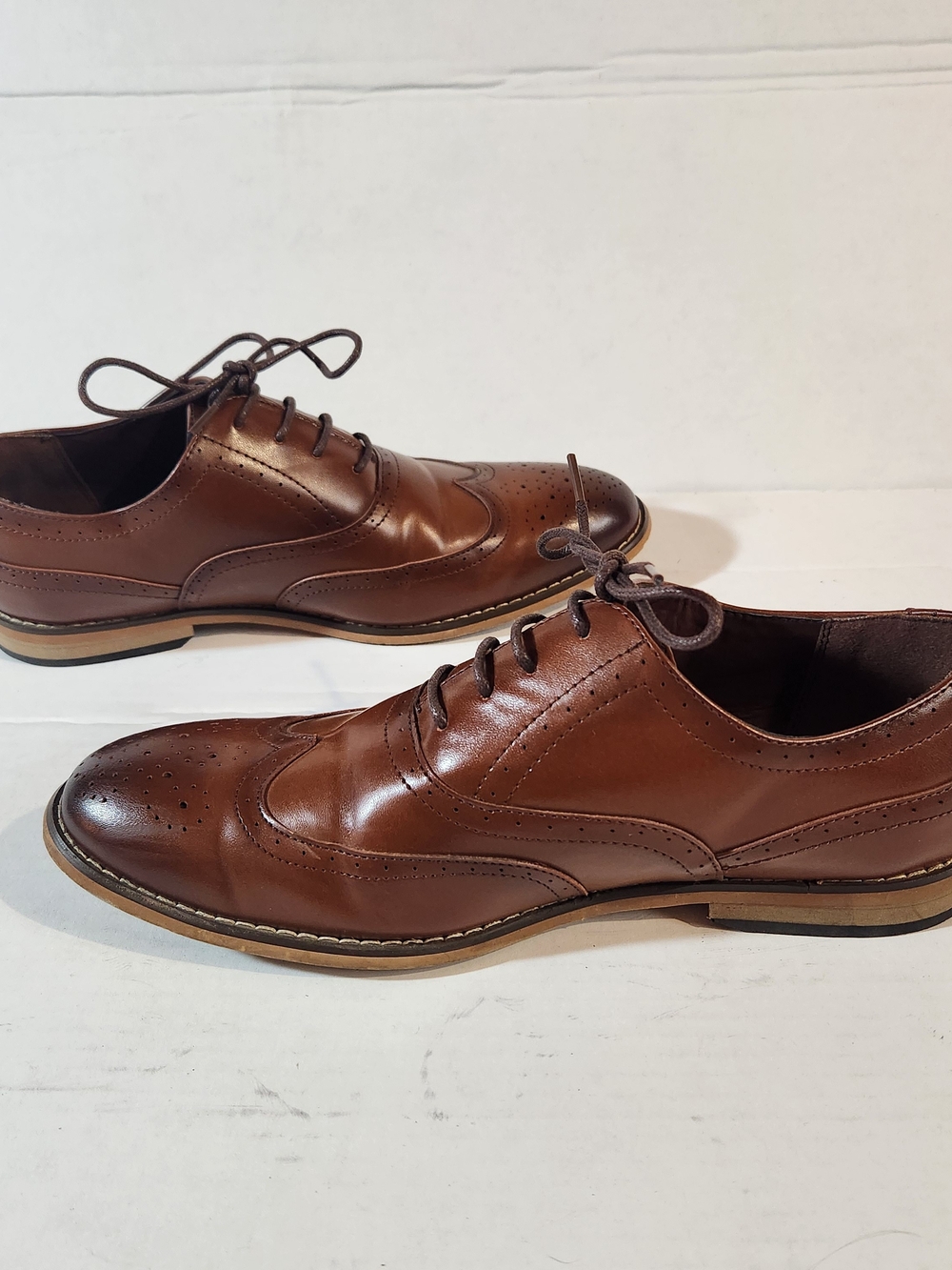 Men's Brown Leather Wingtip Oxford Dress Shoes